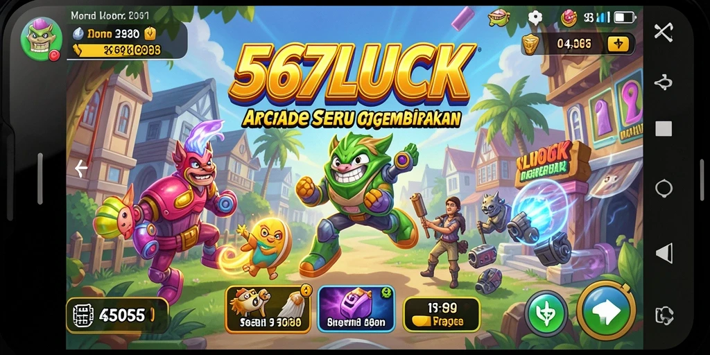 Tangkapan layar utama 567LUCK yang menampilkan gameplay Arcade yang menarik.