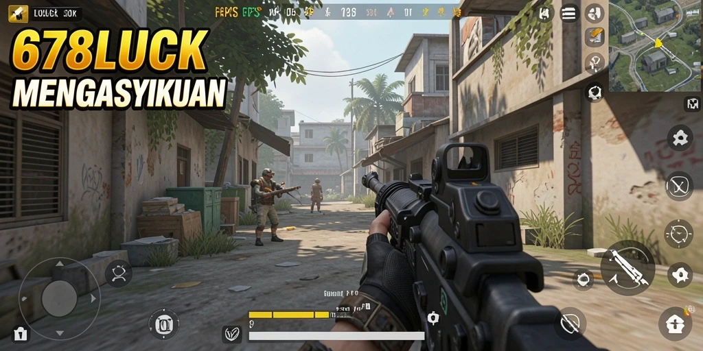Screenshot menunjukkan aksi pertempuran intens dalam 678LUCK.