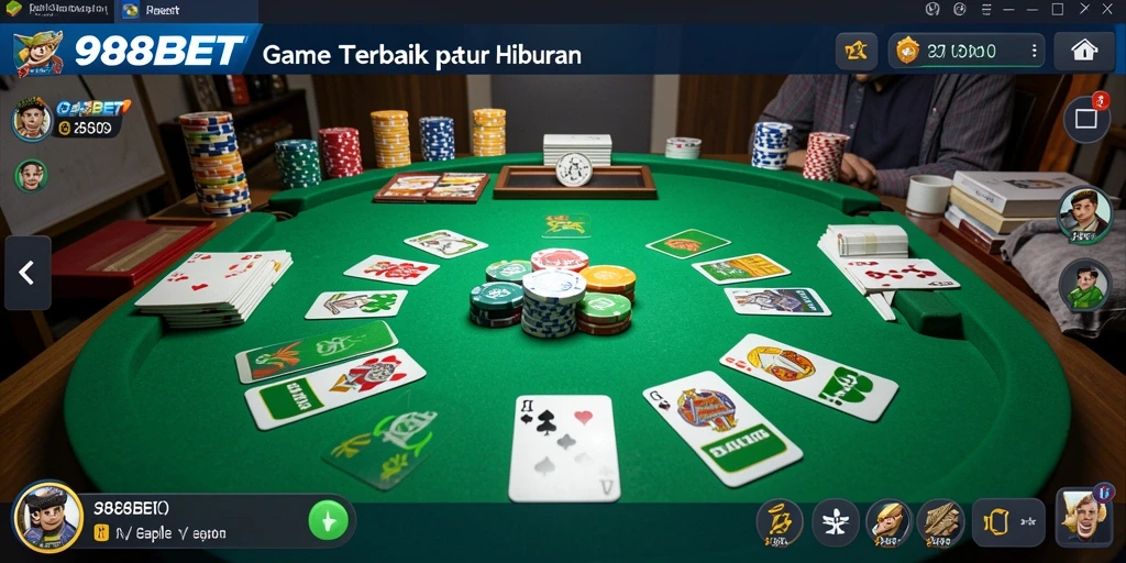 Screenshot gameplay 988BET yang menampilkan serunya permainan Gaple.