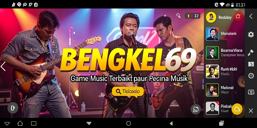 Tampilan gameplay menarik dari BENGKEL69 dengan berbagai genre musik.