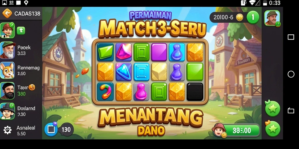 Gameplay menyenangkan dalam CADAS138 dengan tantangan Match-3 menarik.