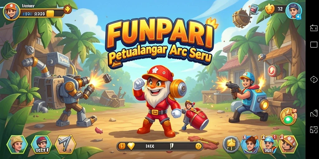 Tampilan gameplay <strong>FUNPARI</strong> dengan aksi seru dan warna-warni.