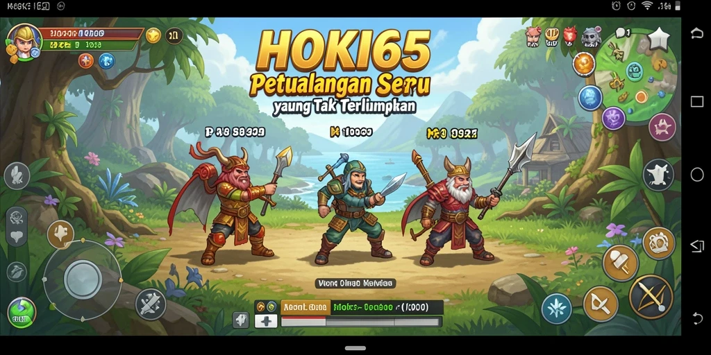 Screenshot HOKI65 menampilkan karakter petualang di dunia fantastis.