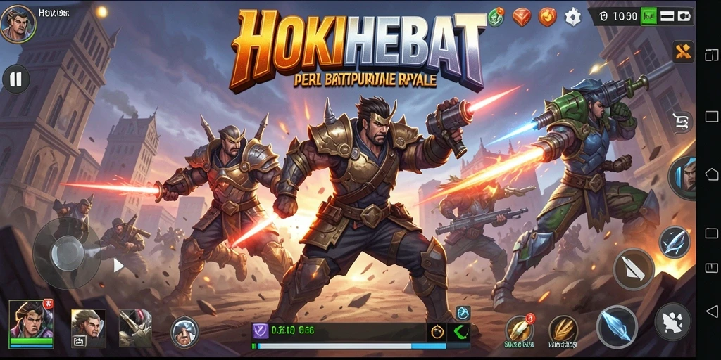 Screenshot gameplay HOKIHEBAT menampilkan ketegangan pertempuran Battle Royale.
