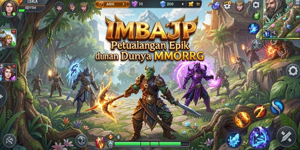 Gameplay IMBAJP menampilkan pertempuran epik dan petualangan seru.