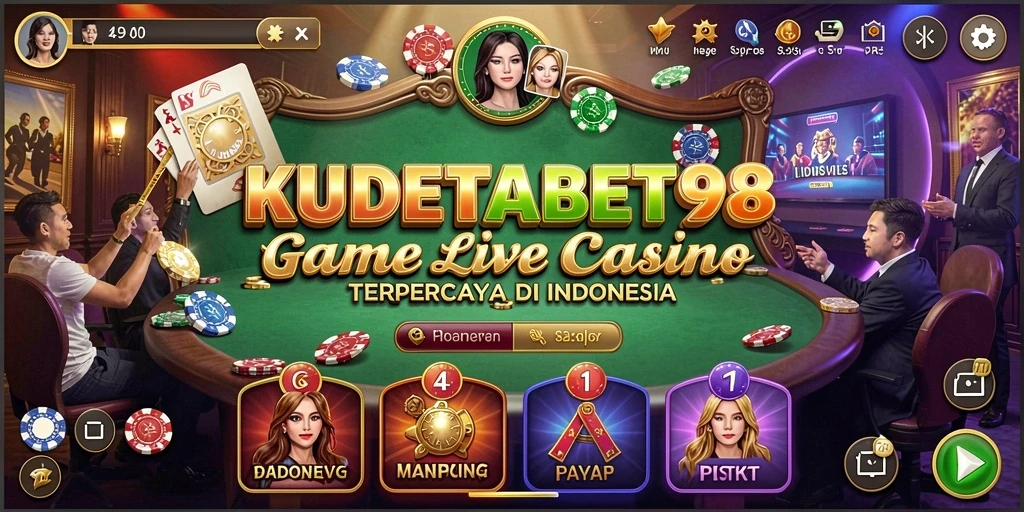 Tampilan gameplay KUDETABET98 yang mendebarkan dengan dealer langsung dan suasana kasino nyata.