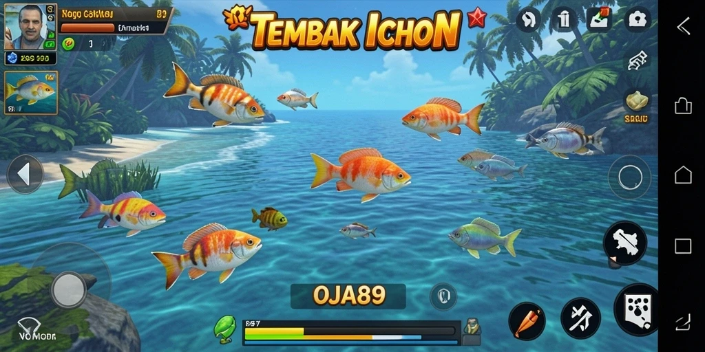 Tampilan gameplay OJA89 dengan aksi tembak ikan yang seru.