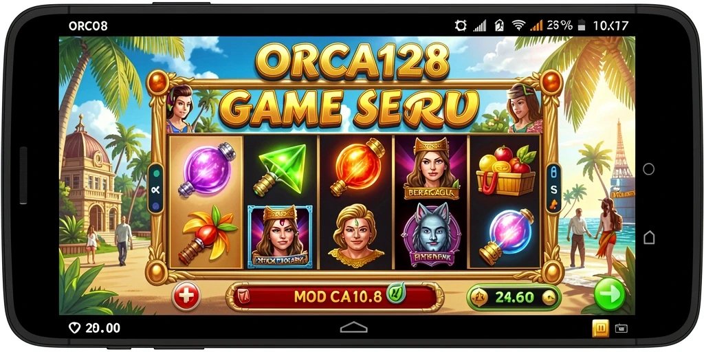 Gameplay ORCA128 yang seru dengan grafik menarik dan fitur bonus.