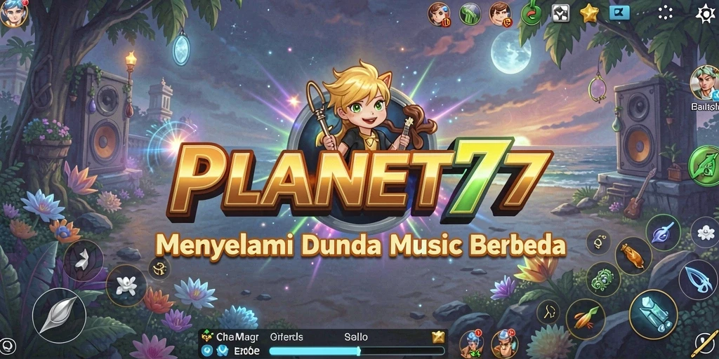 Tampilan gameplay musik yang menyenangkan di PLANET77.