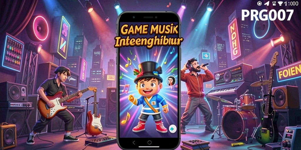 Screenshot gameplay PRG007 menampilkan pemain memainkan lagu dengan penuh semangat.