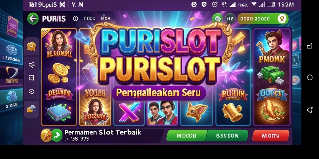 Screenshot gameplay <strong>PURISLOT</strong> yang menampilkan berbagai tema slot yang menarik.