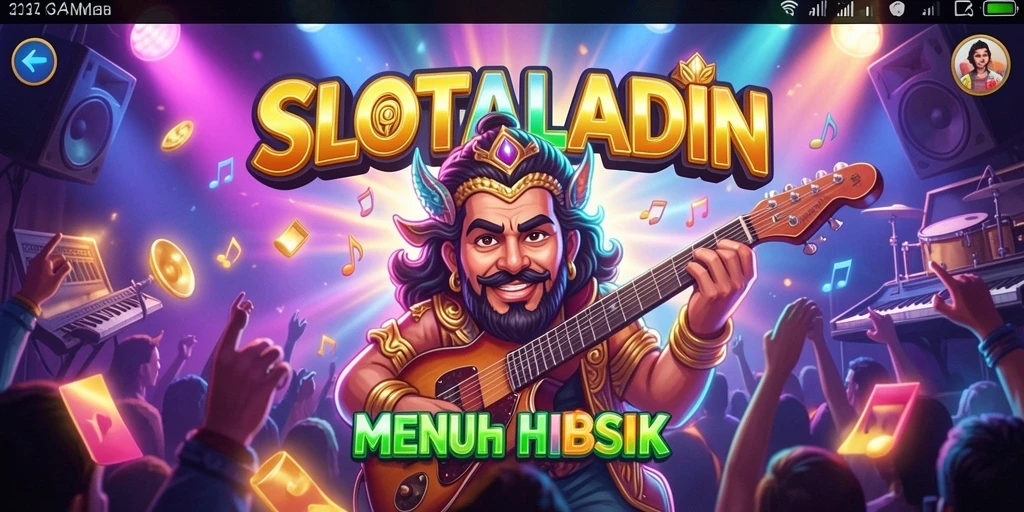 Tangkapan layar utama dari gameplay SLOTALADIN menampilkan pengalaman musik yang seru.